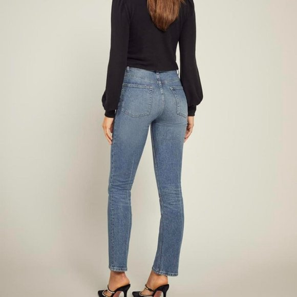Reformation Liz Button Fly High Rise Straight Jeans - Size 25 - Picture 2 of 8